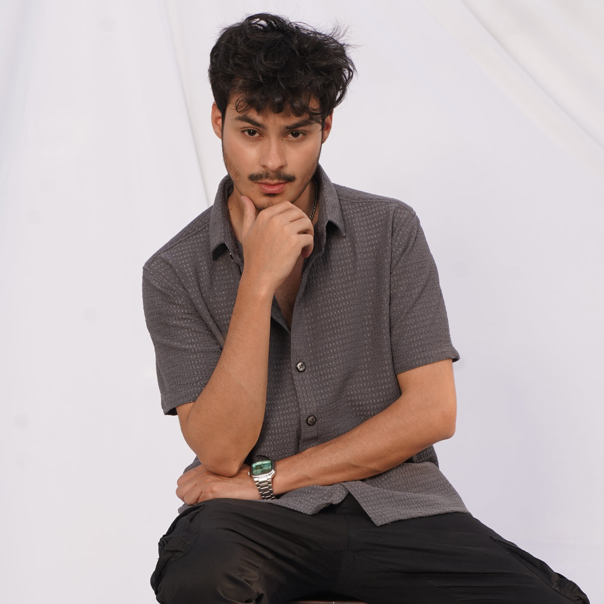 MEN'S TEXTURE BUTTON DOWN SHIRT