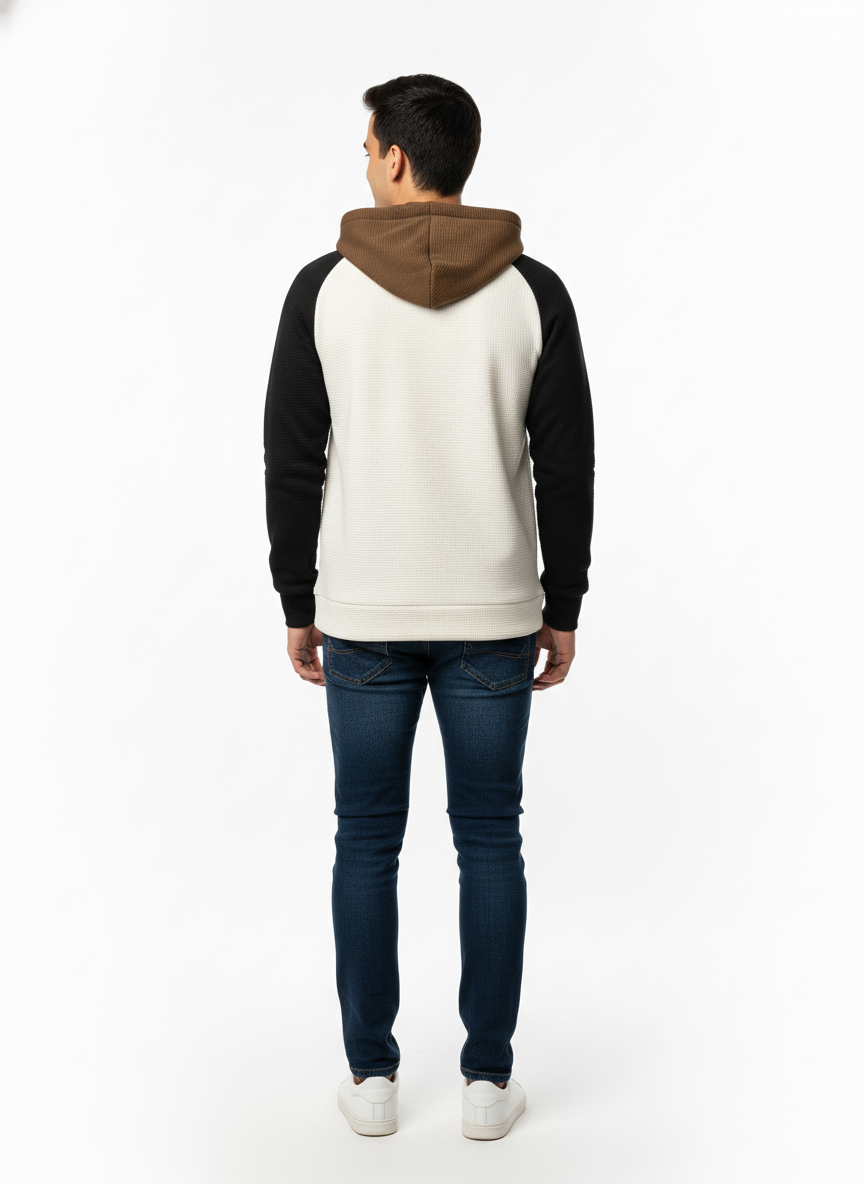 Men's Color Blocked Half Zipped Pullover Hoodie