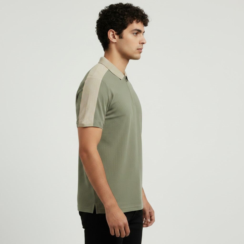 MEN'S PANALLED ZIPPER POLO