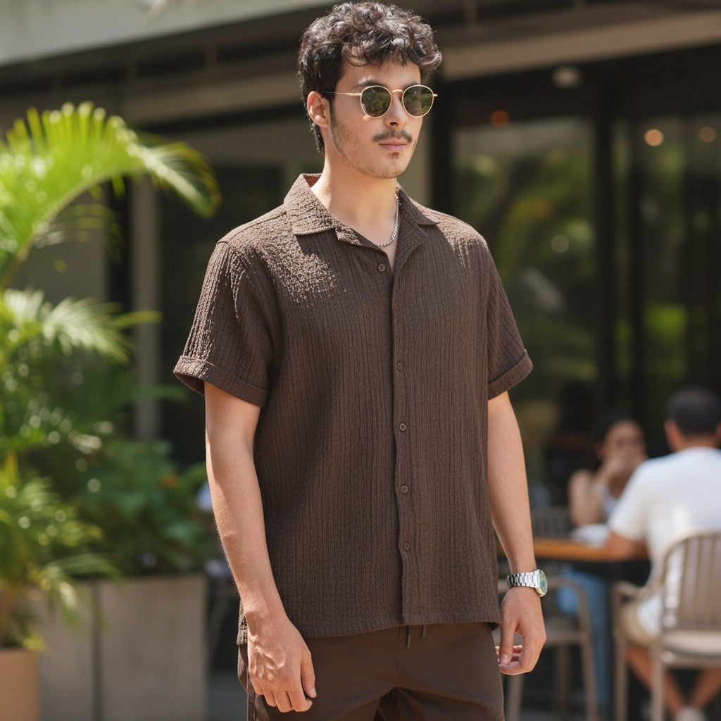 MEN'S TEXTURE BUTTON DOWN SHIRT