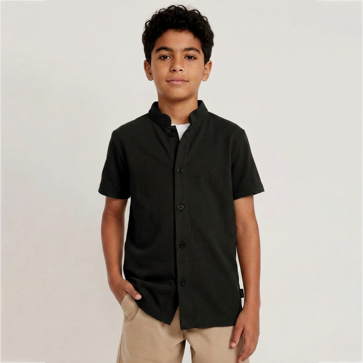 BOYS BASIC BUTTON DOWN BAN SHIRT