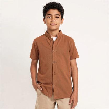 BOYS BASIC BUTTON DOWN BAN SHIRT