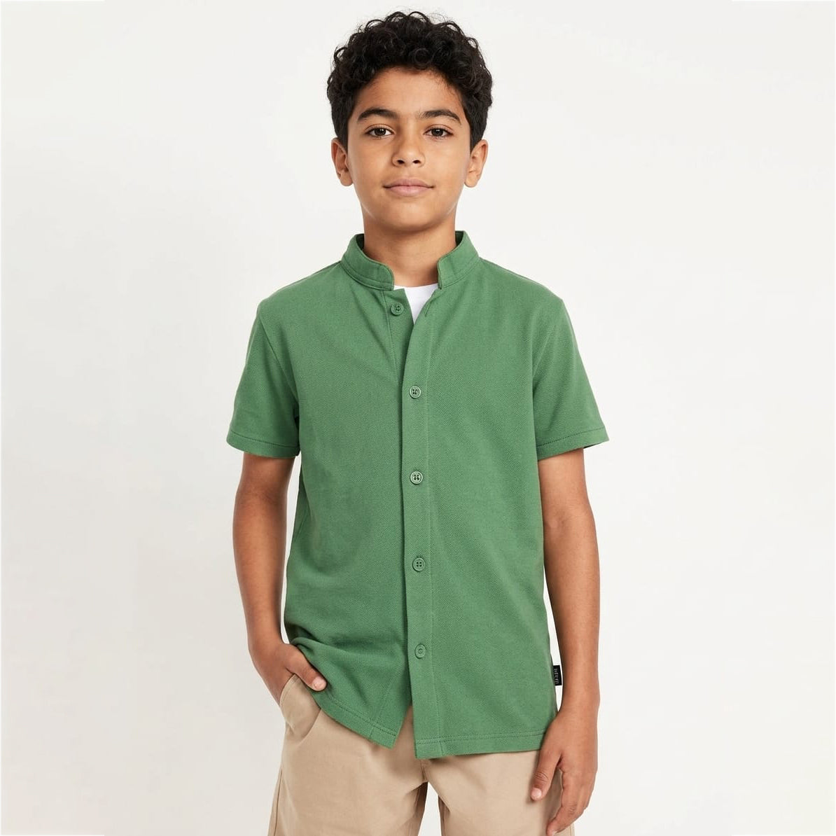 BOYS BASIC BUTTON DOWN BAN SHIRT