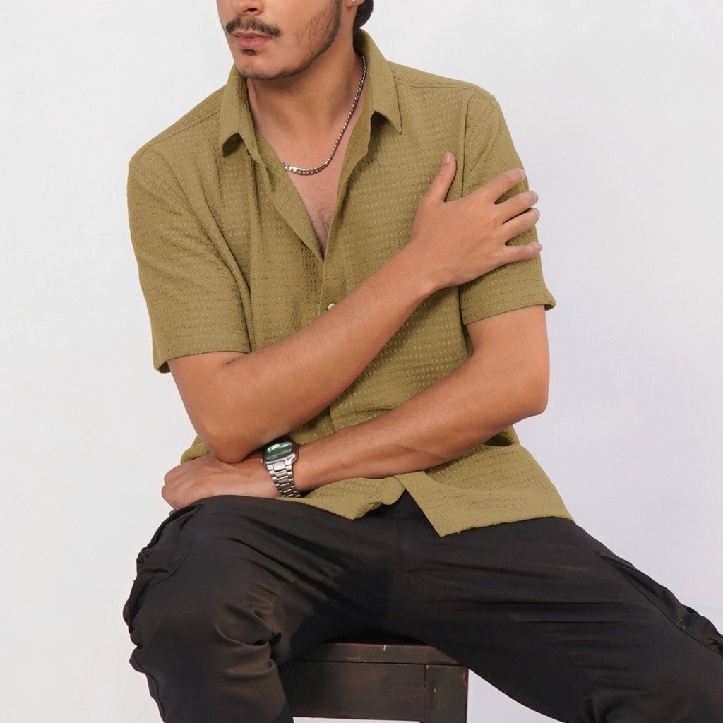 MEN'S TEXTURE BUTTON DOWN SHIRT
