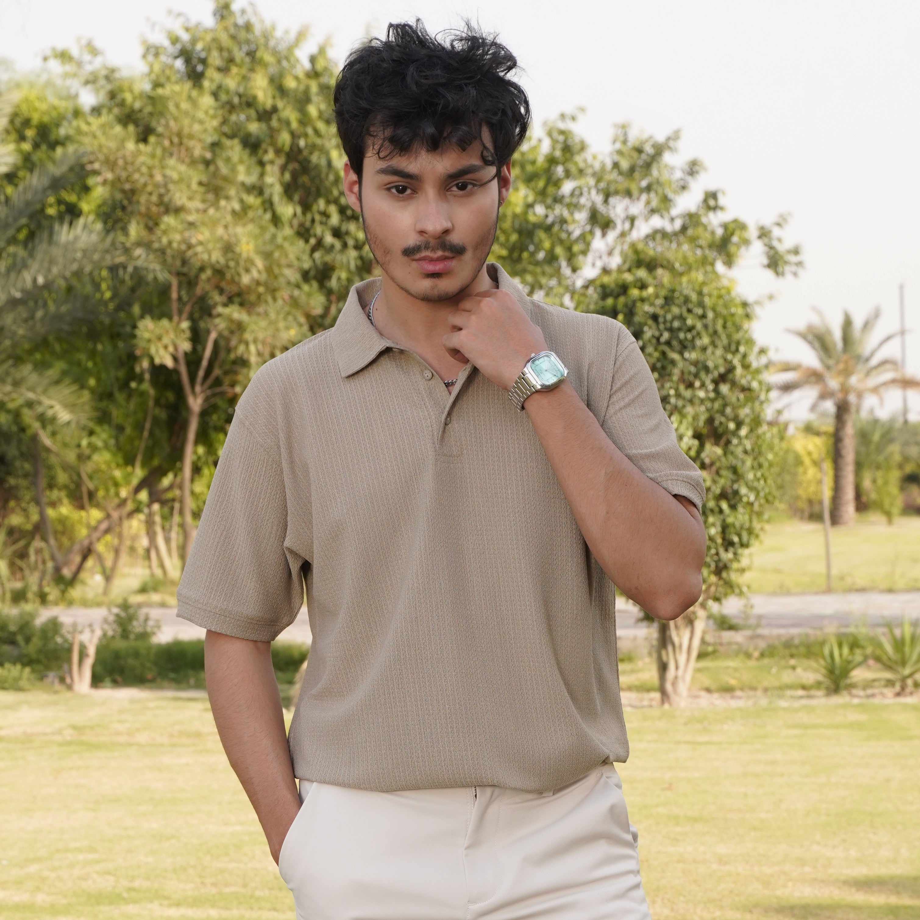 MEN'S TEXTURED POLO SHIRT