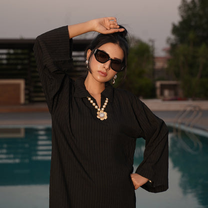 WOMEN'S COLLARED LONG DRESS