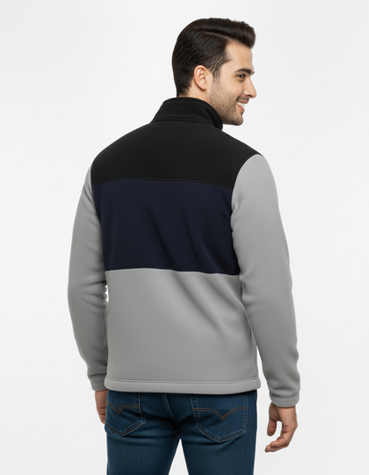 Men's Color Blocked Mock Neck Zipper