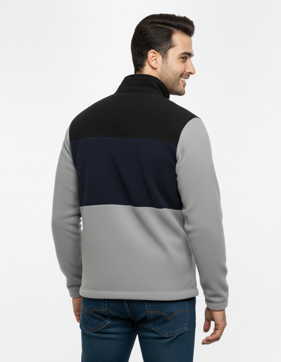 Men's Color Blocked Mock Neck Zipper
