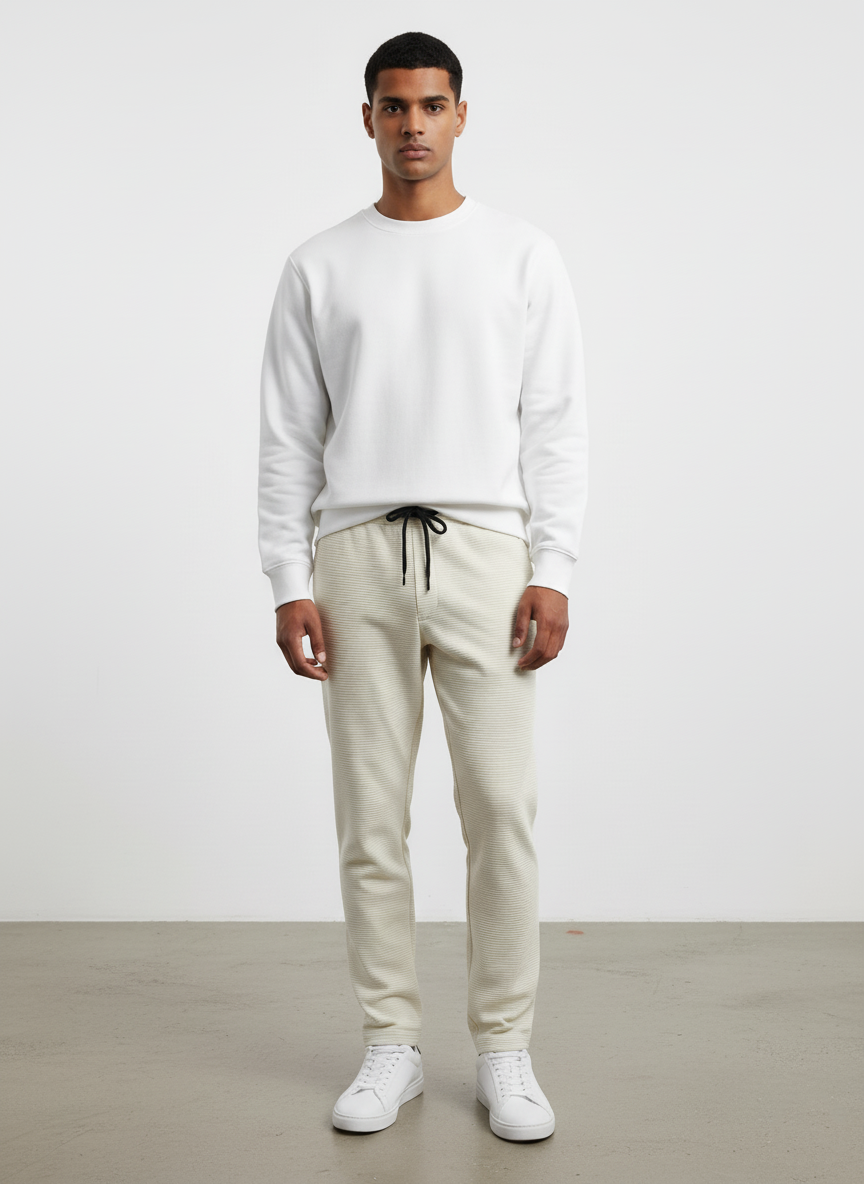 Men Waffle Knitted Trouser