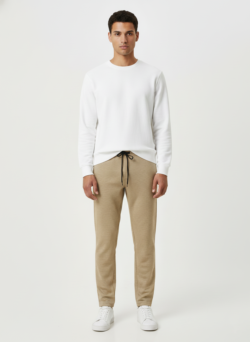 Men Waffle Knitted Trouser