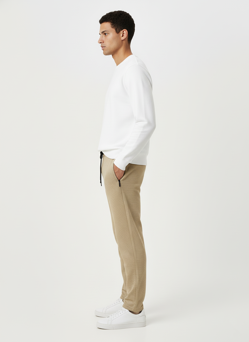 Men Waffle Knitted Trouser
