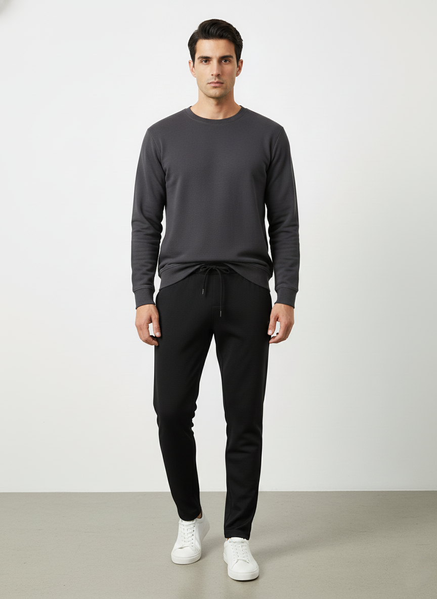 Men Waffle Knitted Trouser
