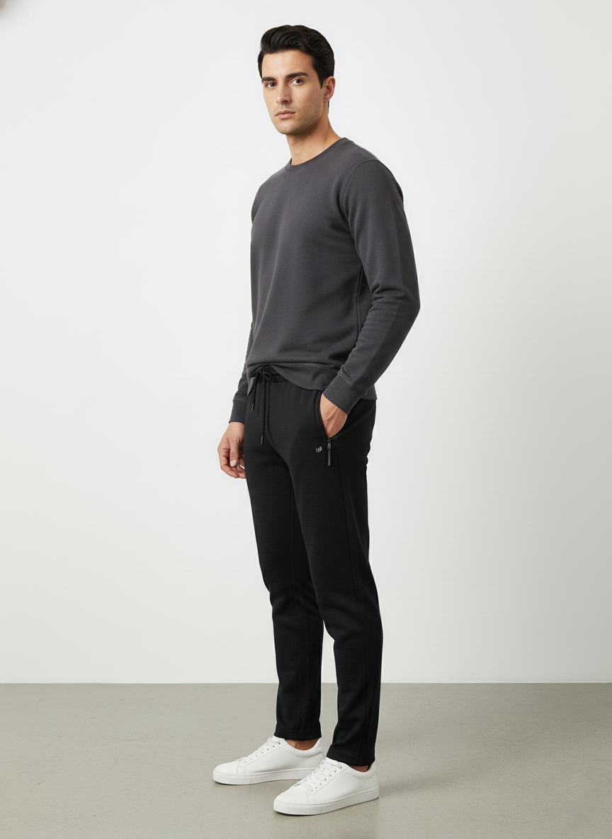 Men Waffle Knitted Trouser