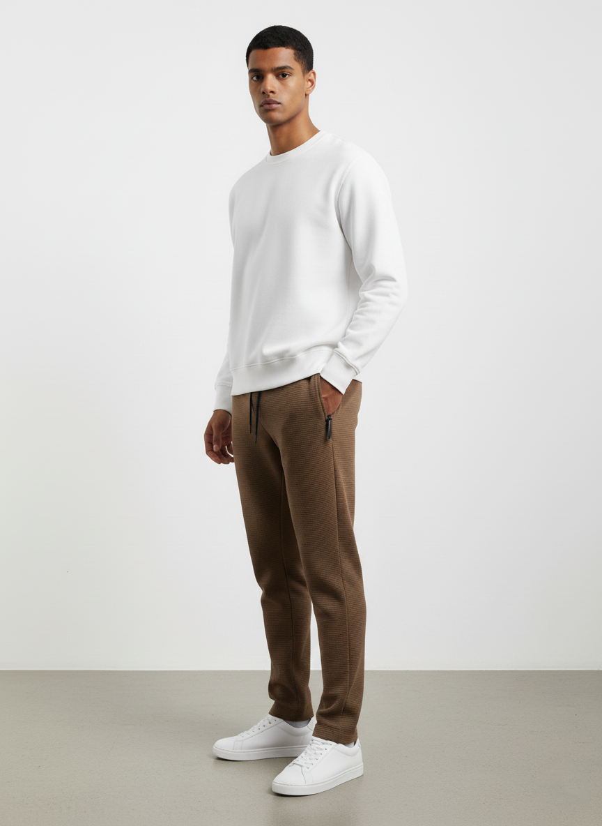 Men Waffle Knitted Trouser