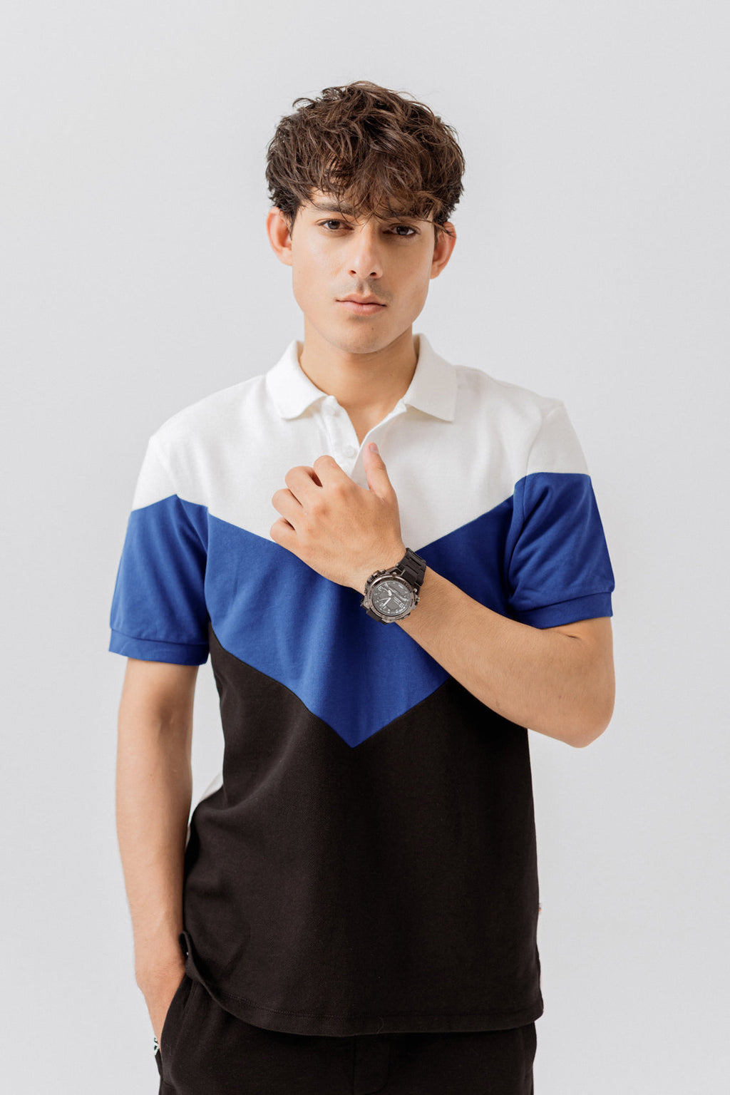 MEN PANELD POLO SHIRT