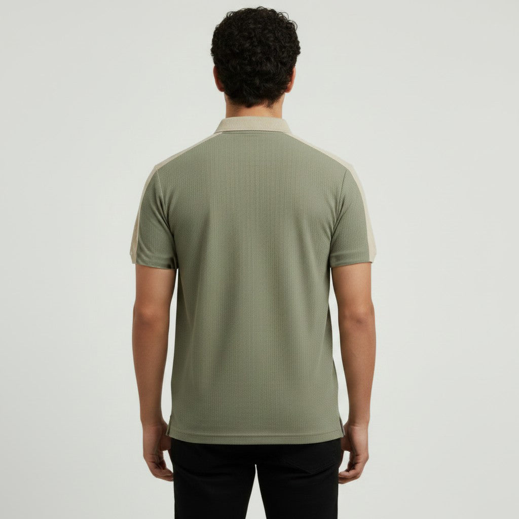 MEN'S PANALLED ZIPPER POLO