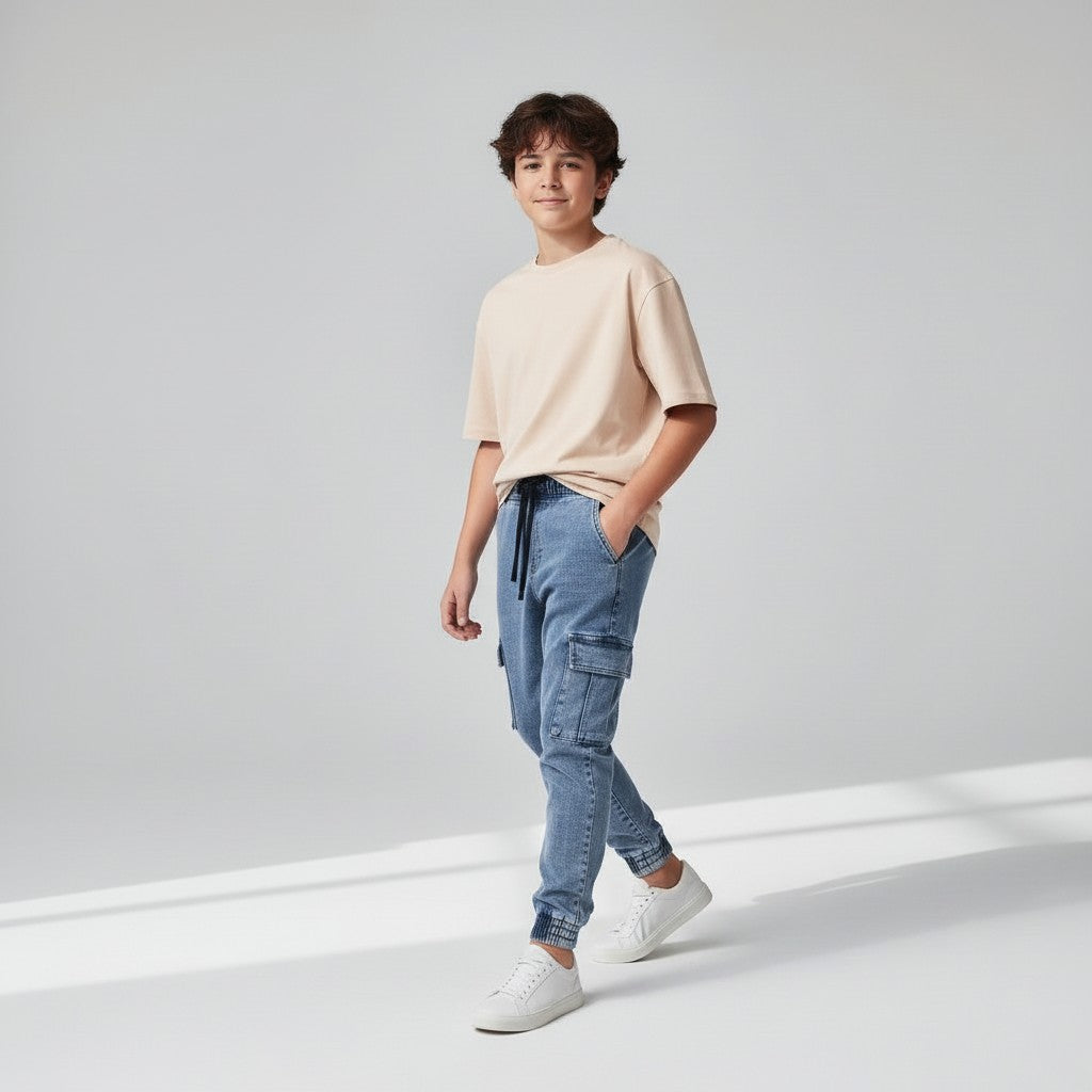BOY'S DENIM CARGO BOTTOMS