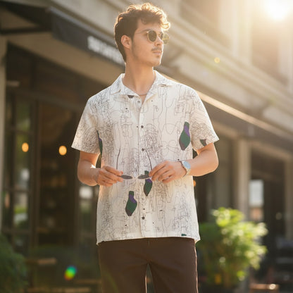MEN'S ALL OVER PRINTED CAMP COLLAR SHIRT