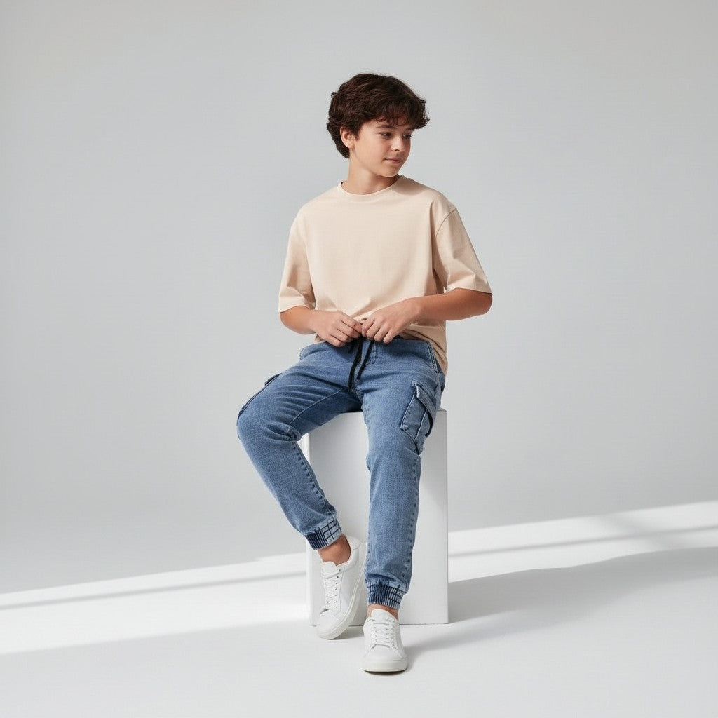 BOY'S DENIM CARGO BOTTOMS