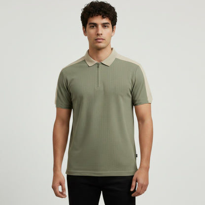MEN'S PANALLED ZIPPER POLO