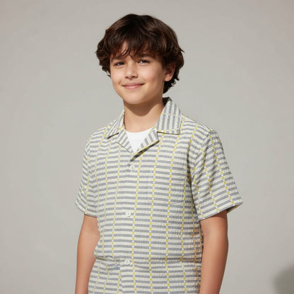 BOY'S PRINTED CAMP COLLAR SHIRT