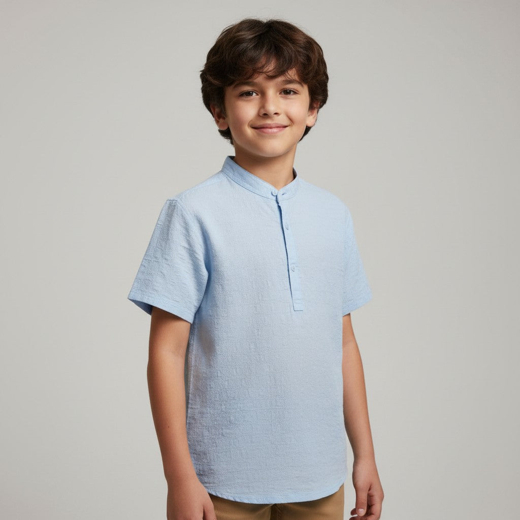 BOY'S BAN COLLAR SHIRT